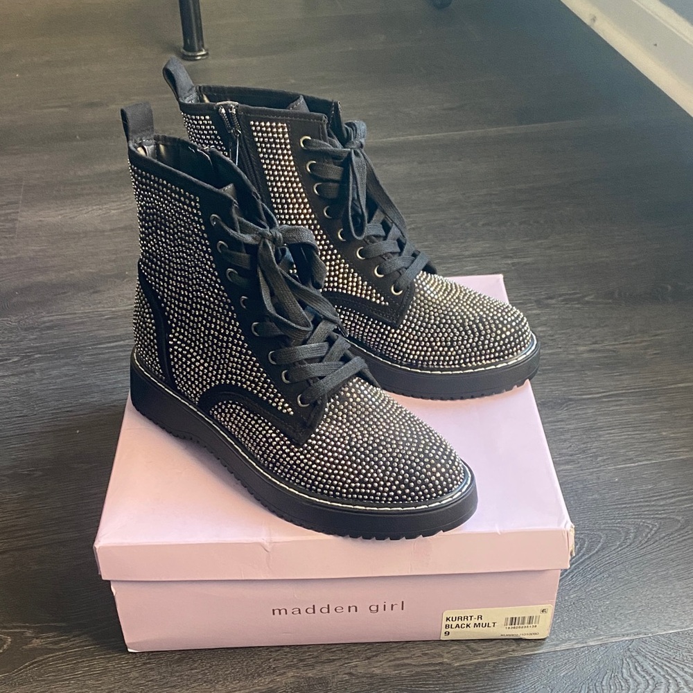 Madden Girl Black Crystal Boots